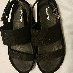 WANTED Strappy Platform Black Sandal 5.5